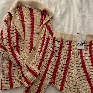 Zara Two Piece Openwork Knit Cardigan and Short Set - Small. Shorts are NWT